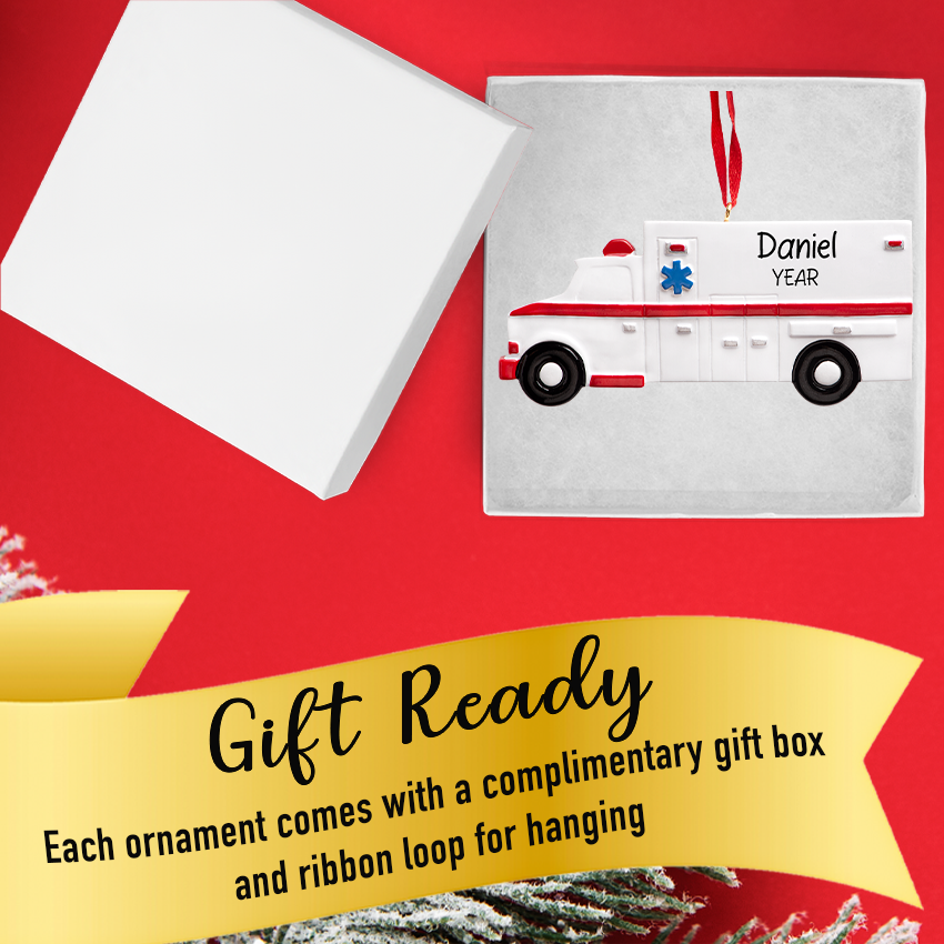 Personalized Ambulance Christmas Ornament