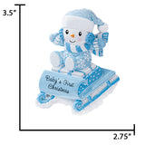 Personalized Baby's First Christmas Ornament Boy - Snowbaby on Sled