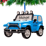 Personalized 4X4 Jeep Christmas Ornament Blue