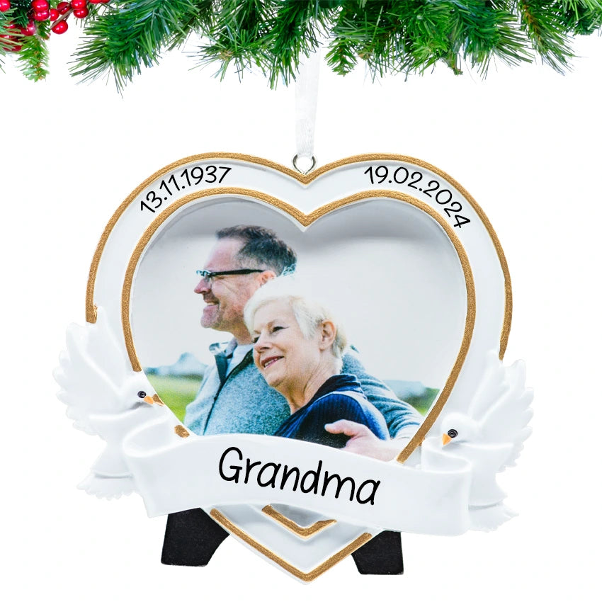 Personalized Memorial Picture Frame Christmas Ornament - Remembrance Sympathy Gift