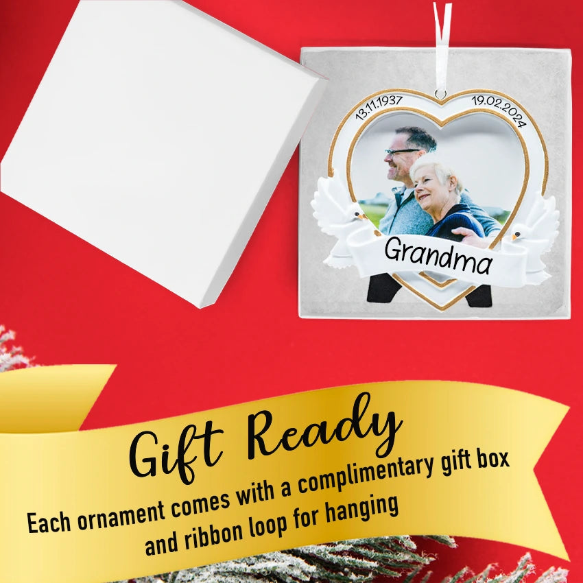 Personalized Memorial Picture Frame Christmas Ornament - Remembrance Sympathy Gift
