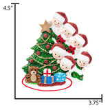 Personalized Present Peeking Family of 6 Christmas Ornament