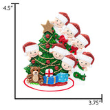 Personalized Present Peeking Family of 7 Christmas Ornament