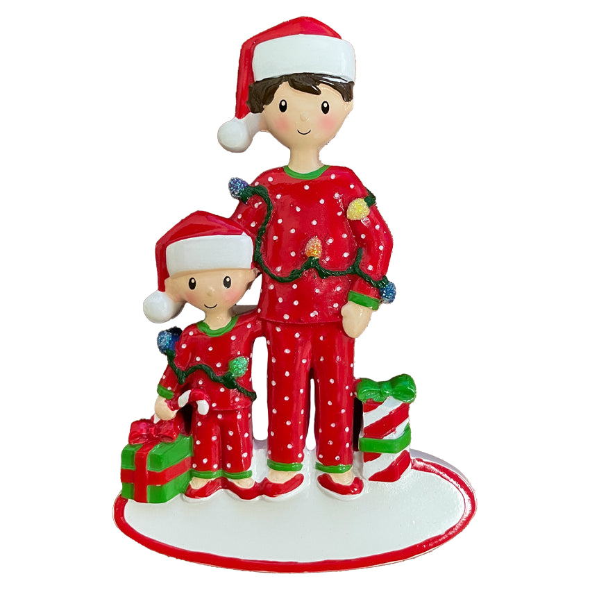 Personalized Single Dad with 1 Child Christmas Ornament