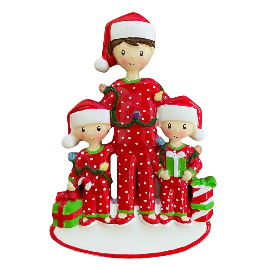 Personalized Single Dad with 2 Children Christmas Ornament