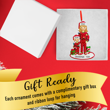 Personalized Single Mom with 1 Child Christmas Ornament