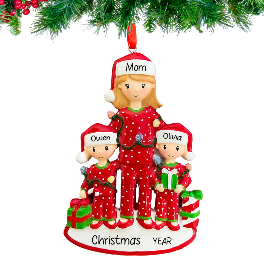 Personalized Single Mom with 2 child ornament on christmas tree