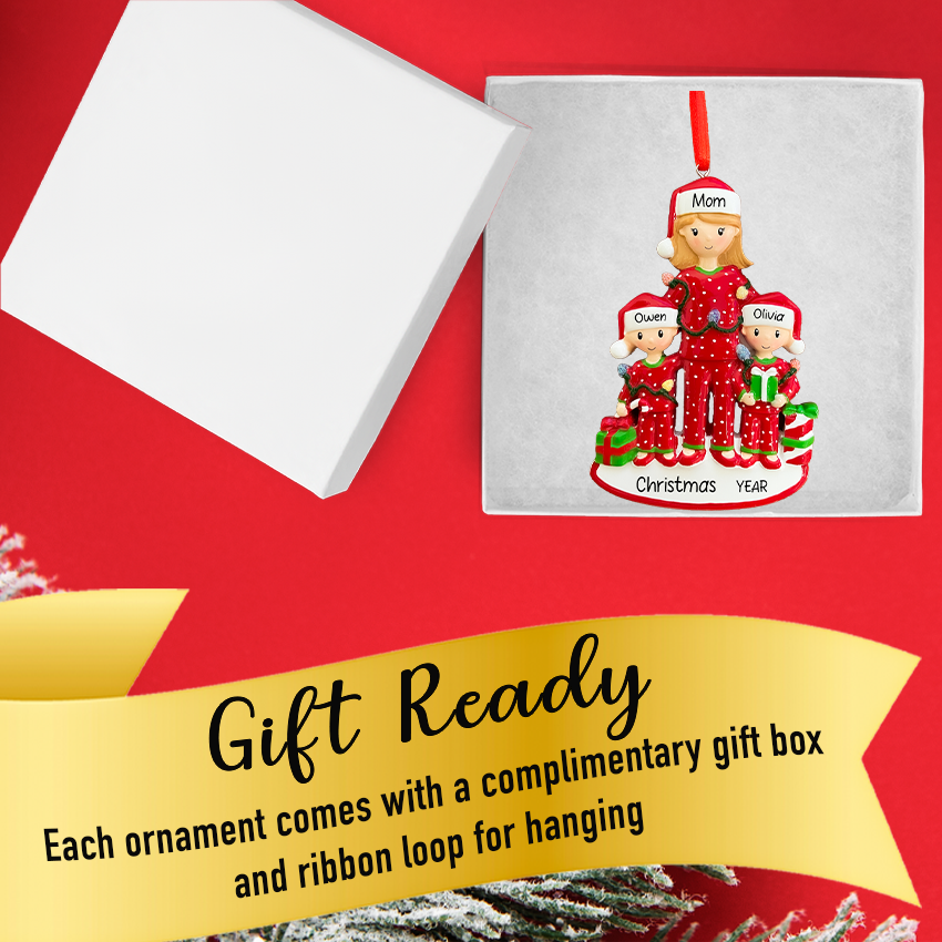 Personalized Single Mom with 2 Children Christmas Ornament