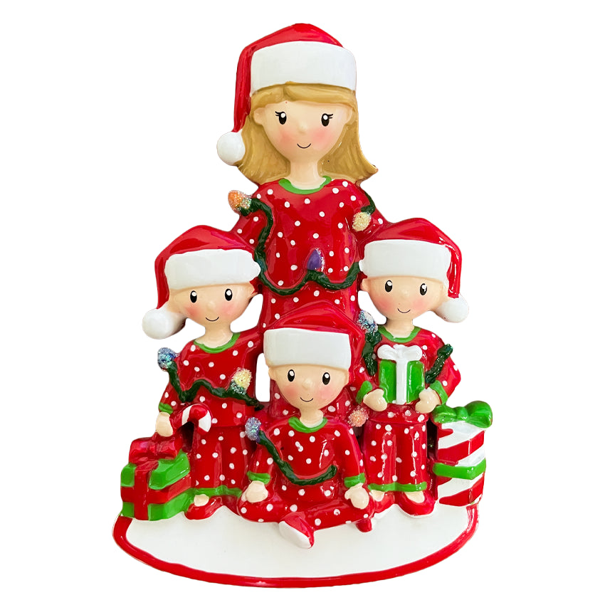 Personalized Single Mom with 3 Children Christmas Ornament