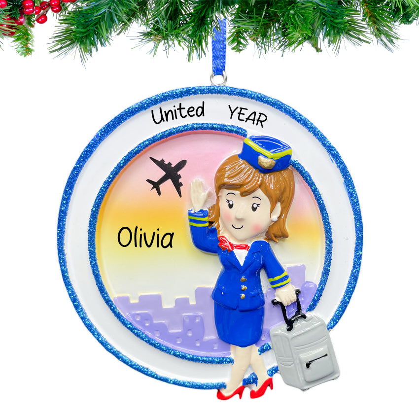 Flight Attendant Christmas Ornament - Personalized Keepsake