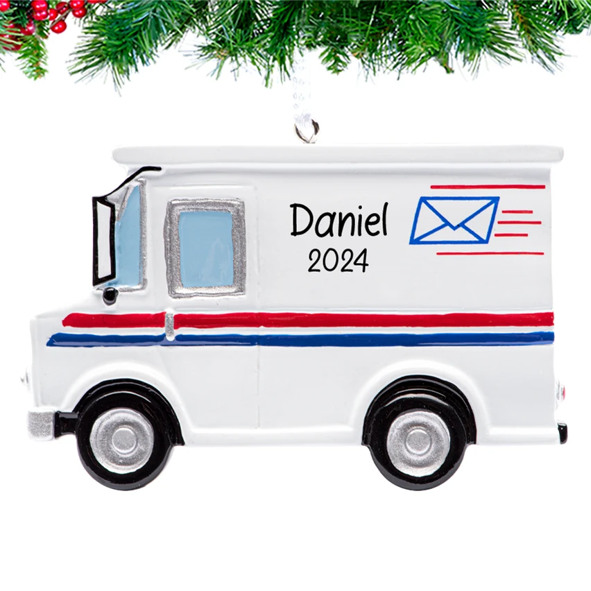 Personalized Mail Truck Christmas Ornament