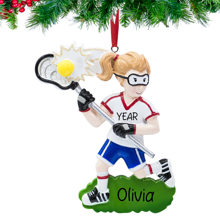 Personalized Lacrosse Girl Christmas Ornament