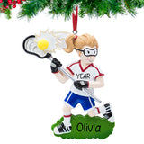 Personalized Lacrosse Girl Christmas Ornament