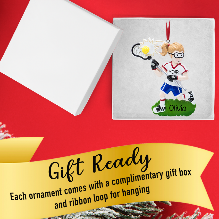 Personalized Lacrosse Girl Christmas Ornament