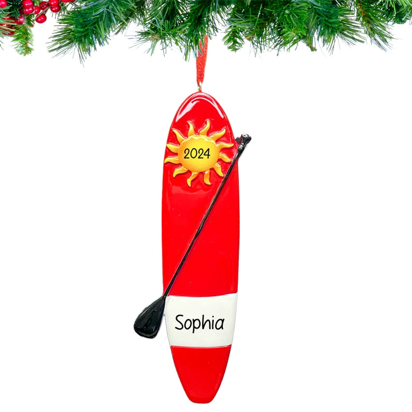 Personalized Paddle Board Christmas Ornament - Stand Up Paddleboard