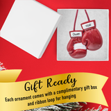 Box Gloves ornament in a gift box