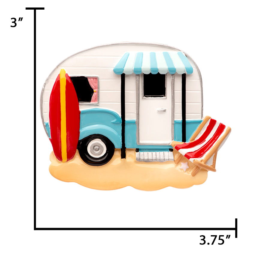 Personalized RV Camper Christmas Ornament - Beach Camping