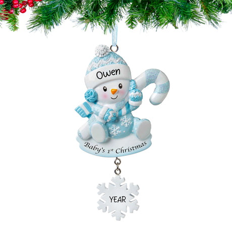 Snowbaby ornament for baby boy's first Christmas, a cute and memorable keepsake for the Christmas.