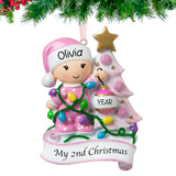 Custom baby's second Christmas ornaments girl, a lovely keepsake for her holiday.