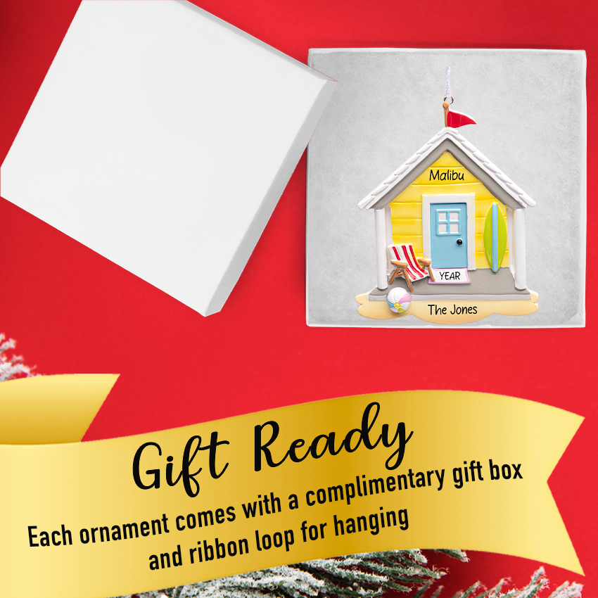 Personalized Beach House Christmas Ornament