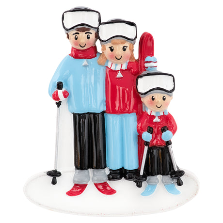 Custom Ski Family of 3 Christmas Ornament