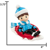 Personalized Snow Tubing Boy Christmas Ornament