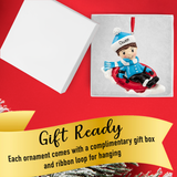 Personalized Snow Tubing Boy Christmas Ornament