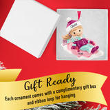 Personalized Snow Tubing Girl Christmas Ornament