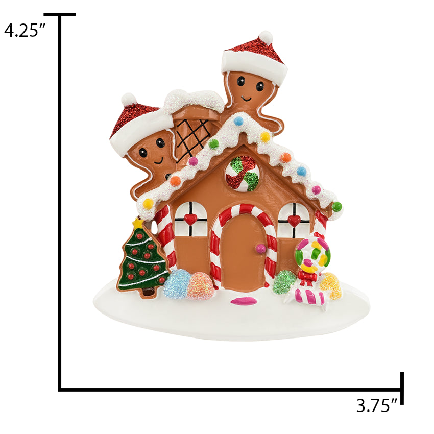 Personalized Gingerbread House Couple Christmas Ornament