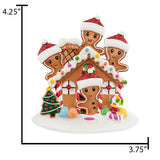 Personalized Gingerbread House Family of 4 Christmas Ornament