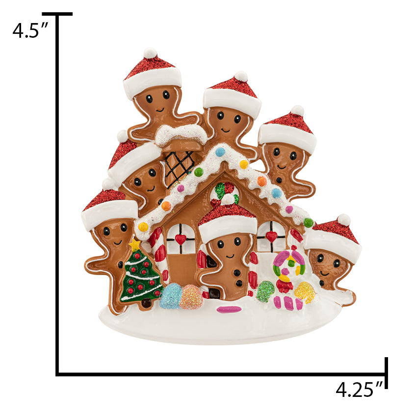 Personalized Gingerbread House Family of 7 Christmas Ornament
