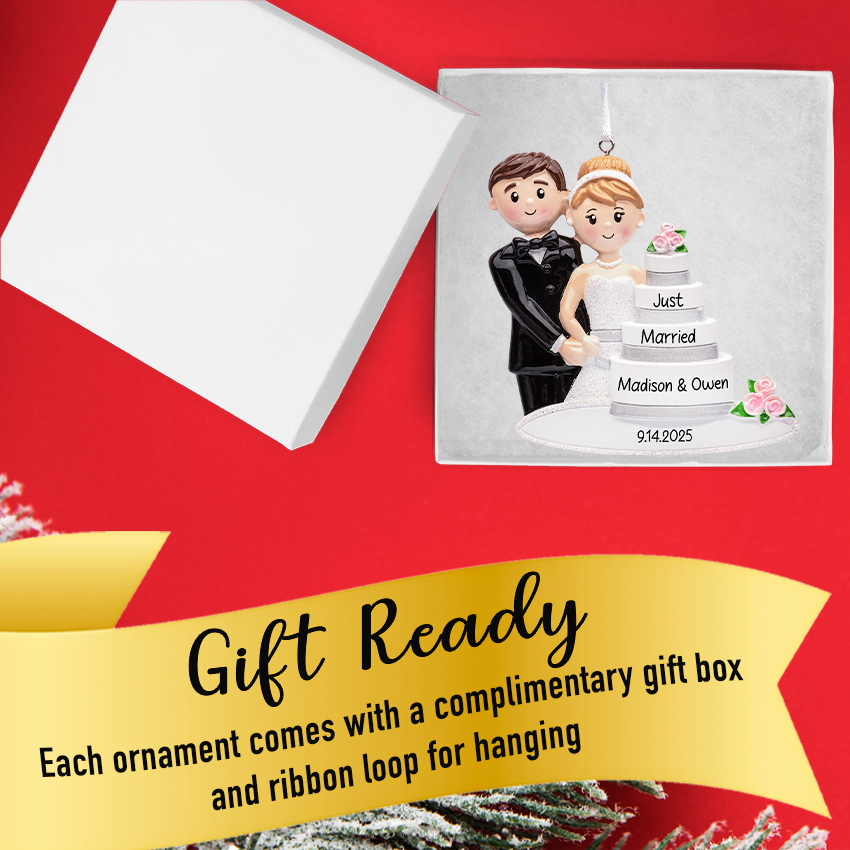Personalized Just Married - Wedding Cake Christmas Ornament