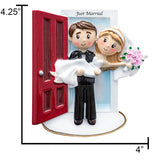 Personalized Our First Christmas Married Ornament - Wedding Couple on Threshold