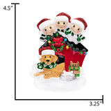 Personalized Family of 3 with Dog Christmas Ornament