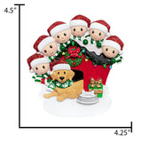 Personalized Family of 6 with Dog Christmas Tree Ornament