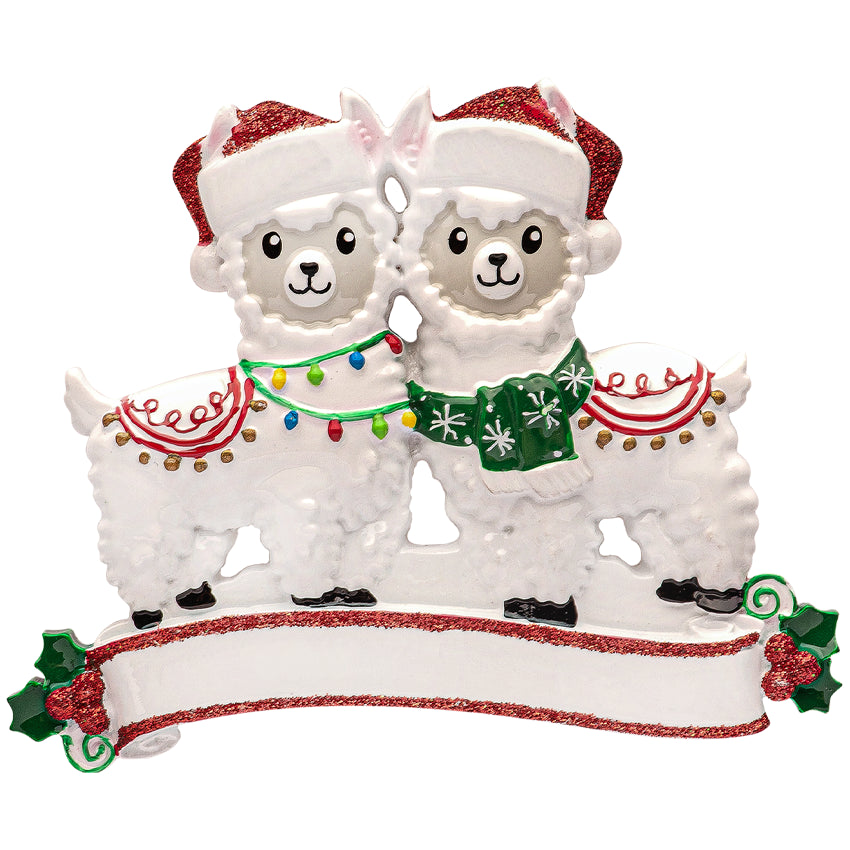 Personalized Llama Couple Christmas Ornament 2025
