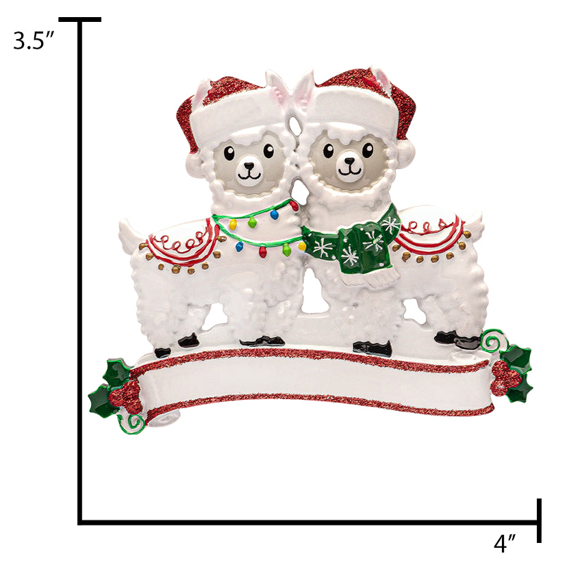 Personalized Llama Couple Christmas Ornament 2025