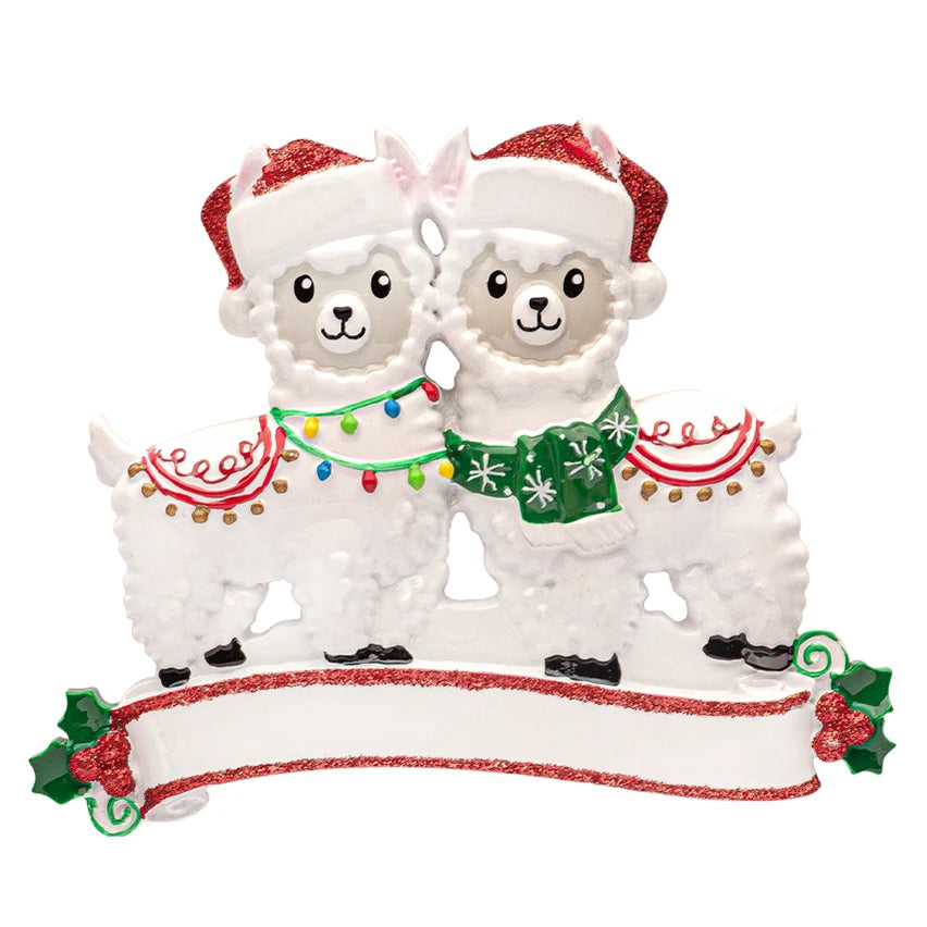 Custom Llama Couple Christmas Ornament