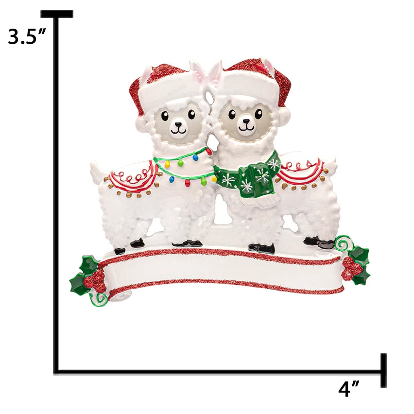 Custom Llama Couple Christmas Ornament