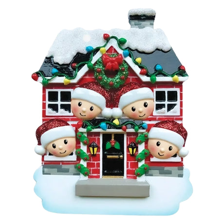 Personalized Christmas House Family of 4 Ornament