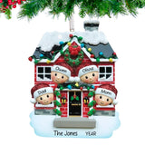 Personalized Christmas House Family of 4 Ornament