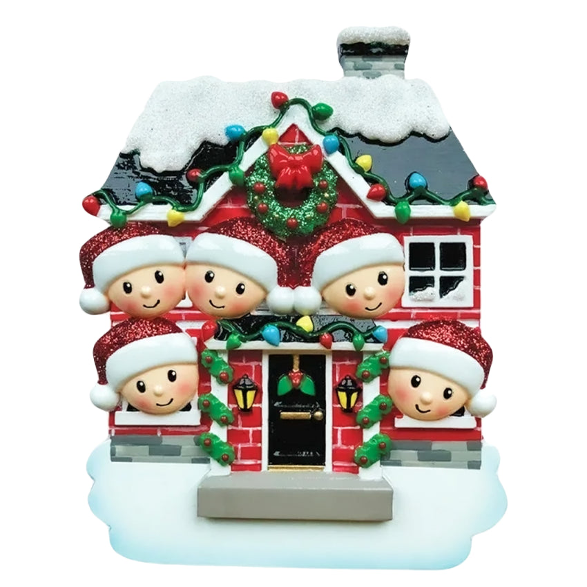 Personalized Christmas House Family of 5 Ornament