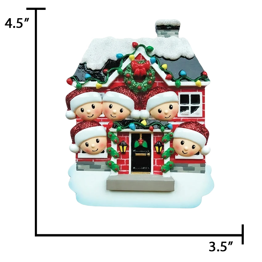 Personalized Christmas House Family of 5 Ornament