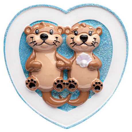 Personalized Sea Otter Couple Christmas Ornament