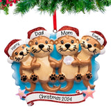 Personalized Otter Family of 4 Christmas Ornament