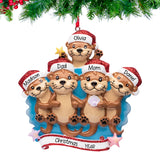 Personalized Otter Family of 5 Christmas Ornament