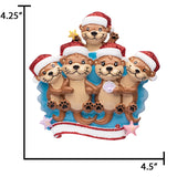 Personalized Otter Family of 5 Christmas Ornament