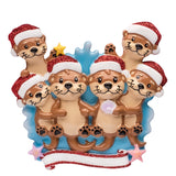 Personalized Otter Family of 6 Christmas Ornament