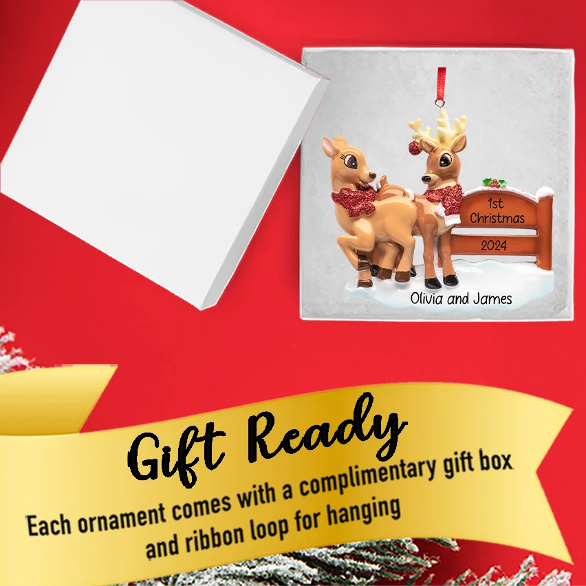 Personalized Our First Christmas Together Ornament - Reindeer Couple