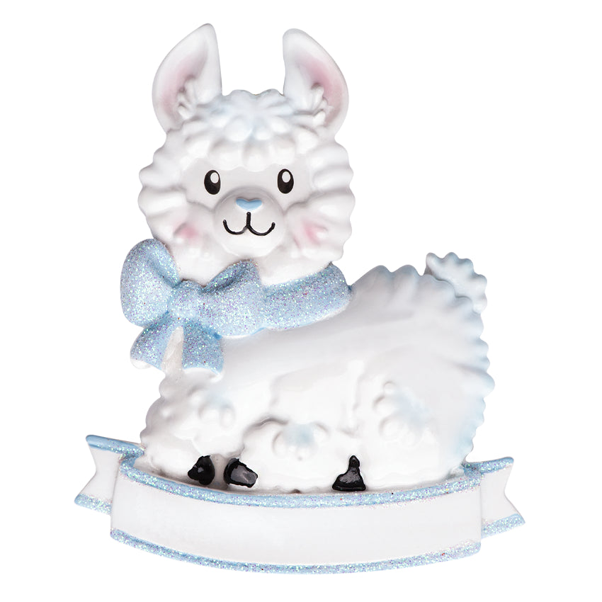 Personalized Baby's First Christmas Baby Sheep Ornament for Baby Boy